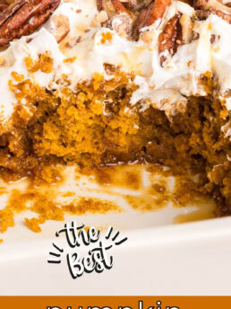 inside shot of pumpkin poke cake