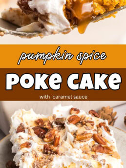 pumpkin poke cake photo collage