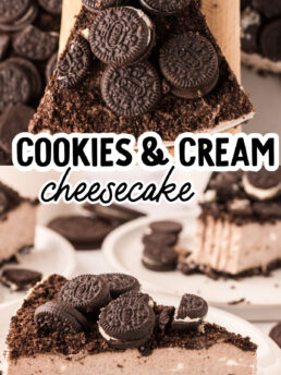 cookies and cream cheesecake photo collage