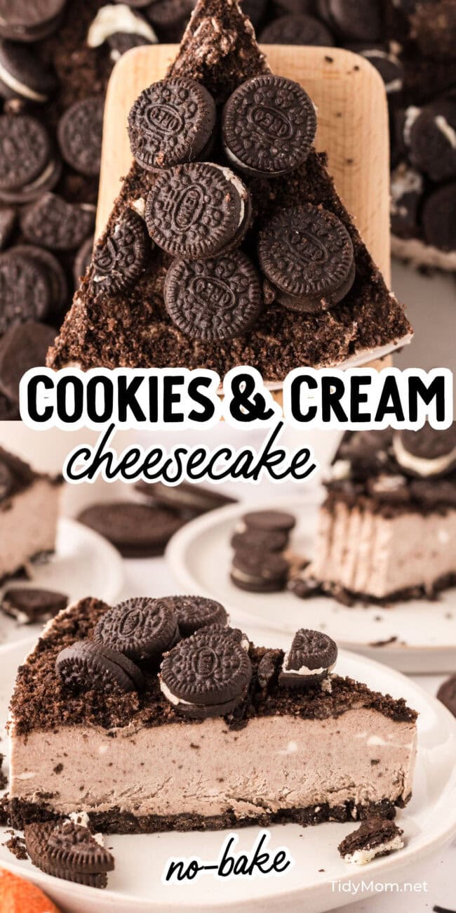 cookies and cream cheesecake photo collage