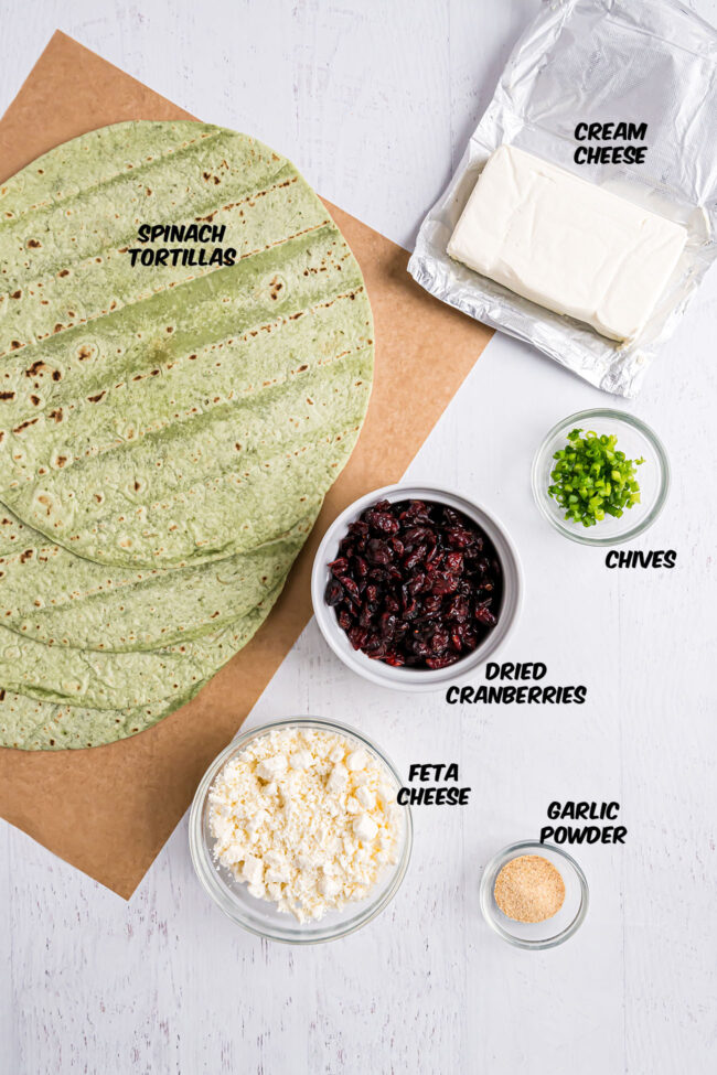 ingredients for cranberry pinwheels