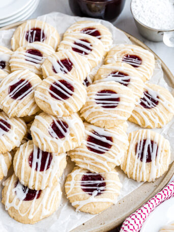 cookies with jam on a platter