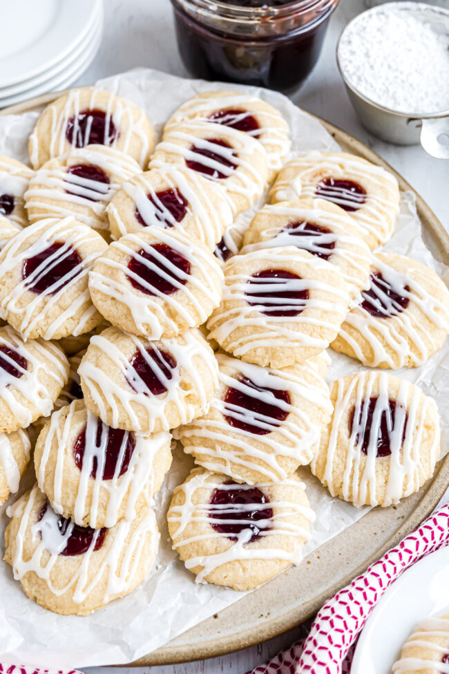 cookies with jam on a platter