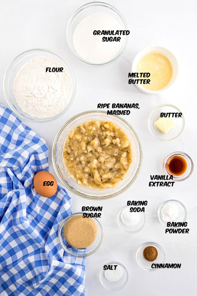 ingredients for banana crumb muffins