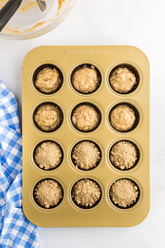 muffin batter in a muffin tin