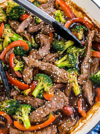 Beef and Broccoli stir-fry close up