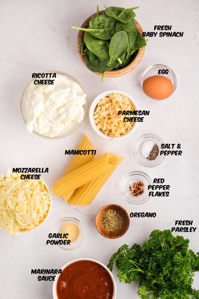 cheese manicotti ingredients on counter