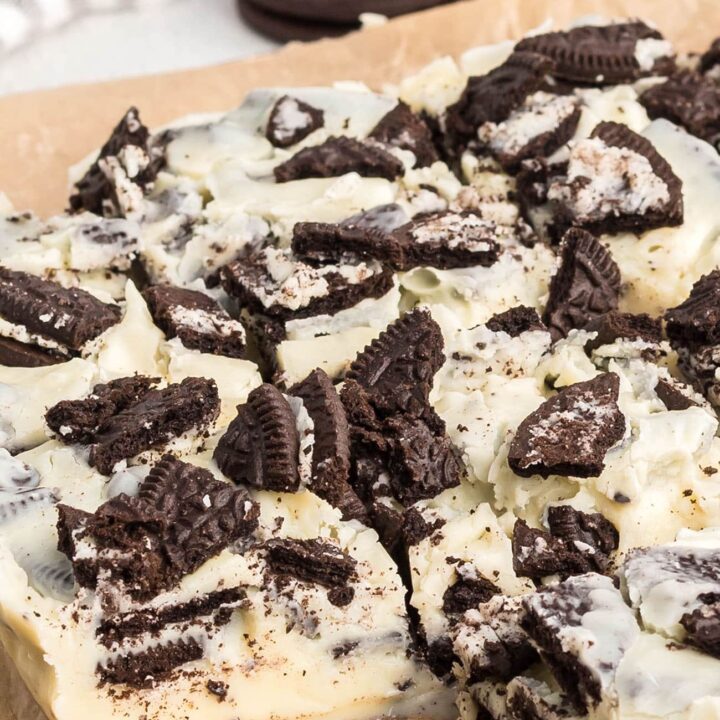 Oreo fudge cut into servings