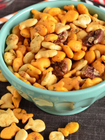 party snack mix with goldfish crackers