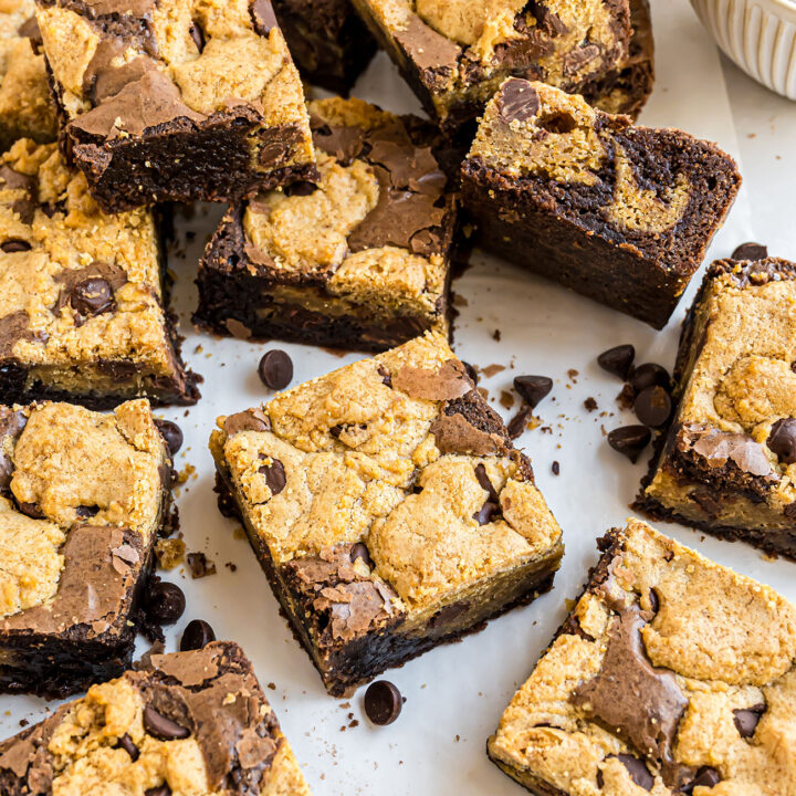 a pile of brookie bars on a counter