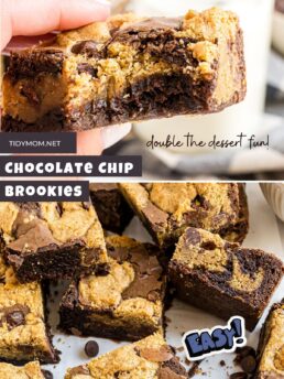 chocolate chip brookie bars photo collage