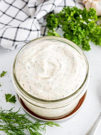 jar of creamy homemade dressing