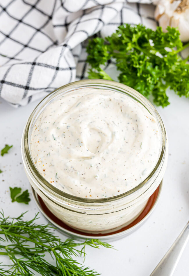 jar of creamy homemade dressing