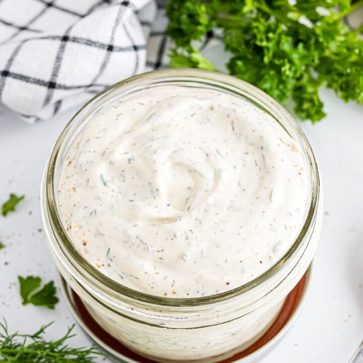 jar of creamy homemade dressing