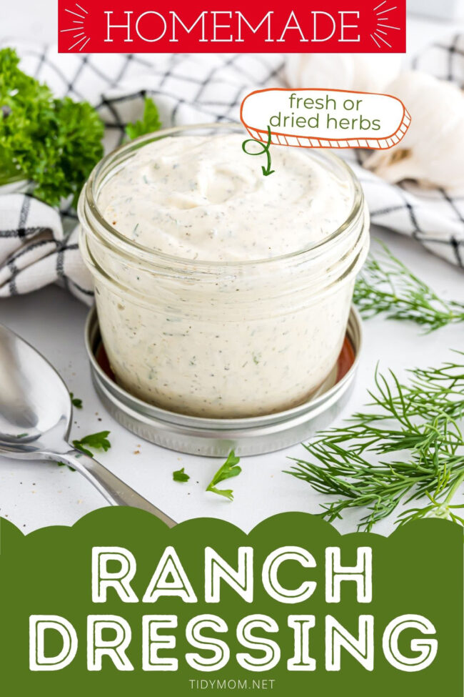homemade ranch dressing in a jar