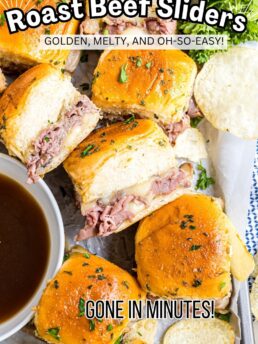 Stack of buttery Roast Beef Sliders ready to serve