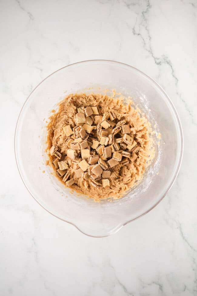 Chopped brown sugar cinnamon pop-tarts in cookie dough