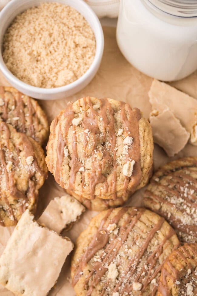 Bakery Style soft brown sugar cinnamon cookies with cinnamon icing