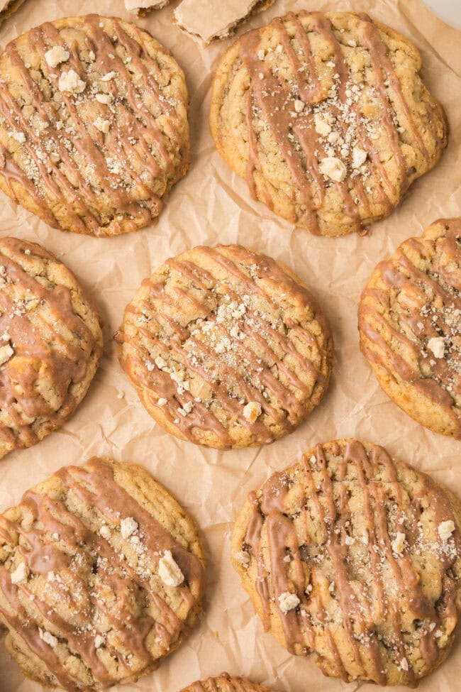 Chopped brown sugar cinnamon pop-tarts in these bakery-style cookies