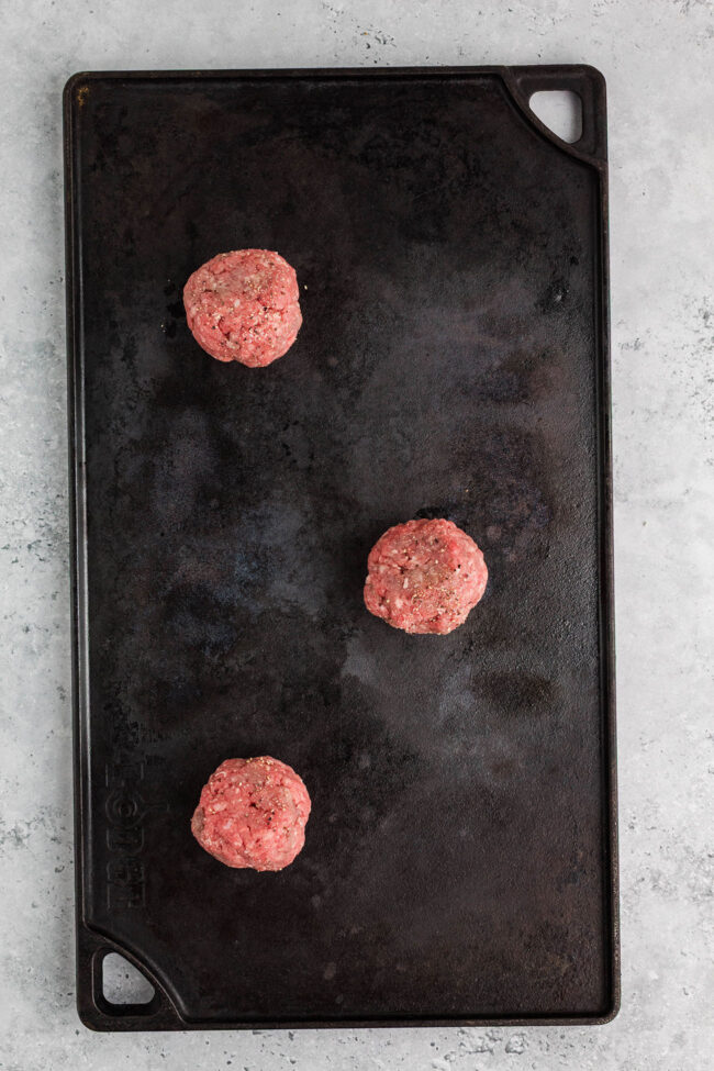 meatballs for smashing on a skillet for smash burger tacos