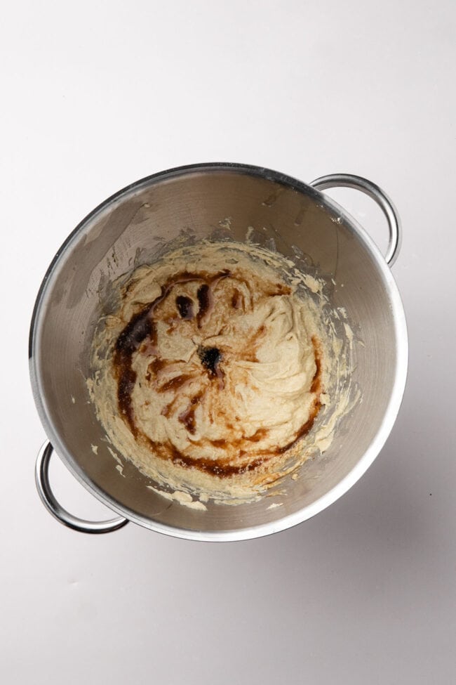 Wet ingredients being added/mixed
